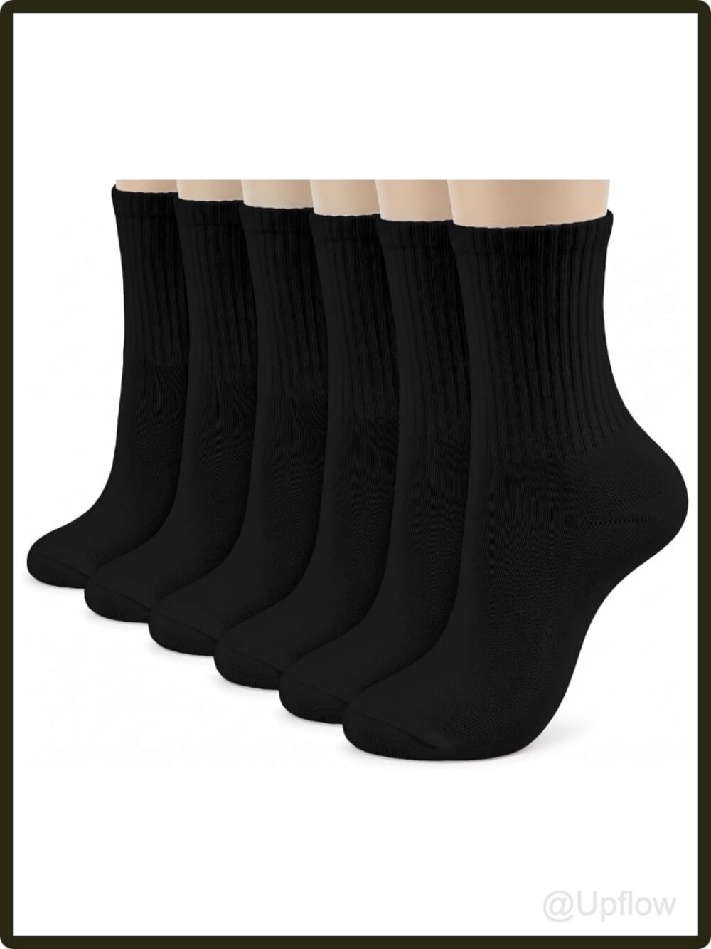 Women's Cotton Crew Socks Athletic Calf Sock 6 Pack Breathable Casual